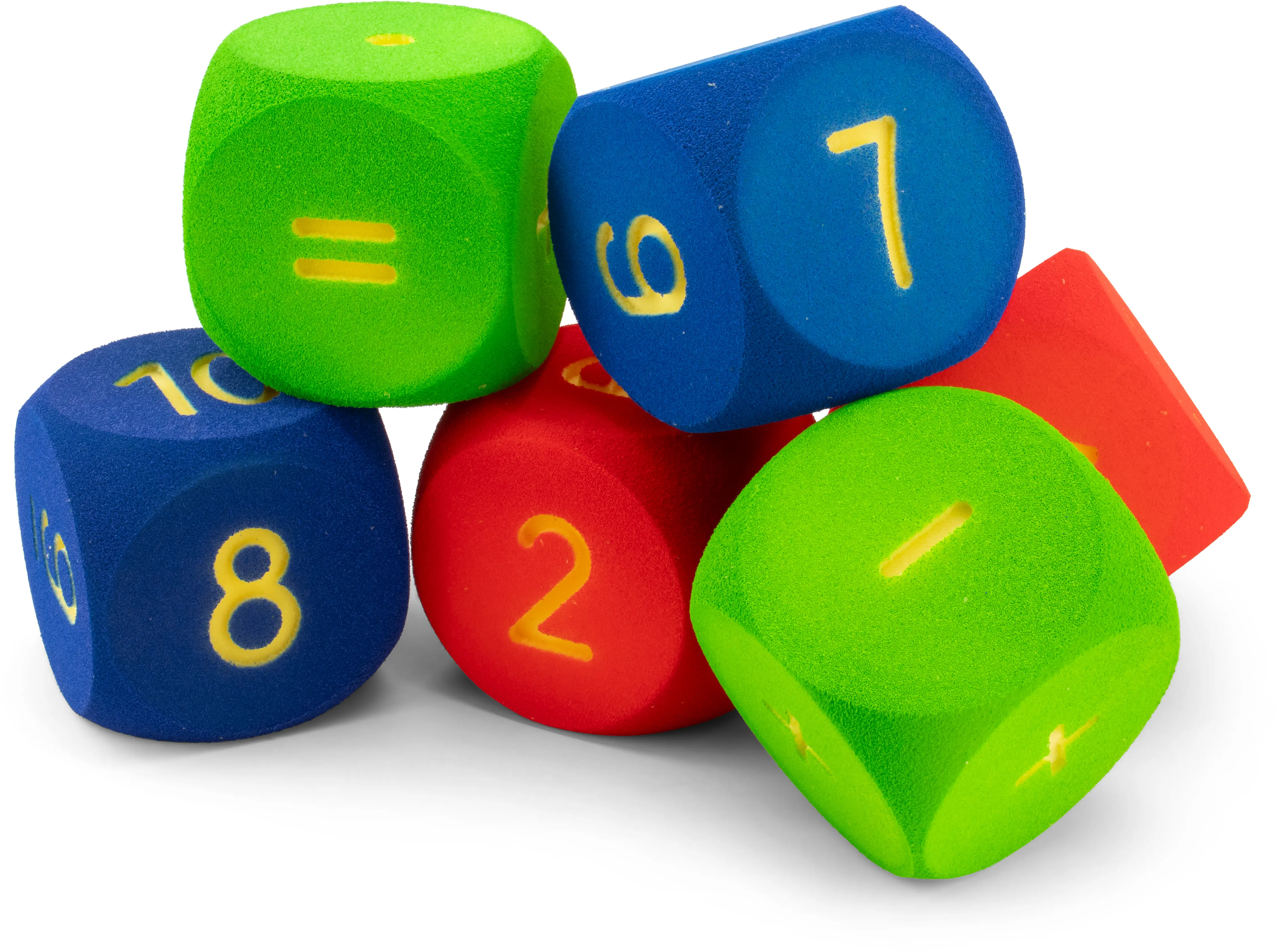 Volley® foam cube featuring numbers and math symbols