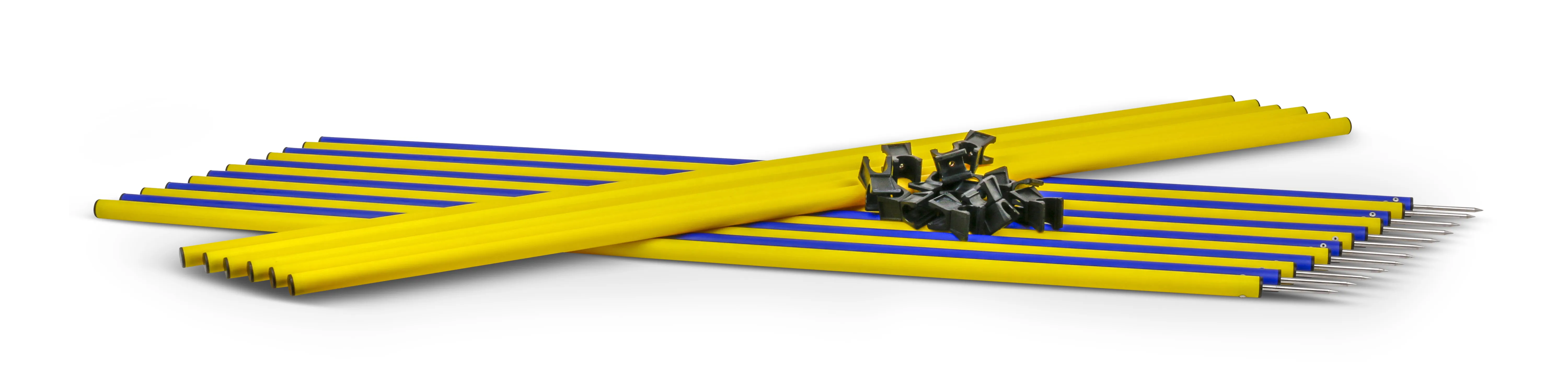 Twelve Slalom Poles with Spikes plus Six Hurdle Poles in Robust Bag